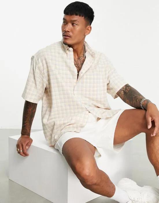 boxy oversized shirt in pink check