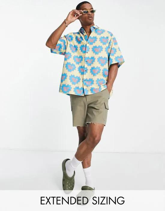 boxy oversized shirt with heart print