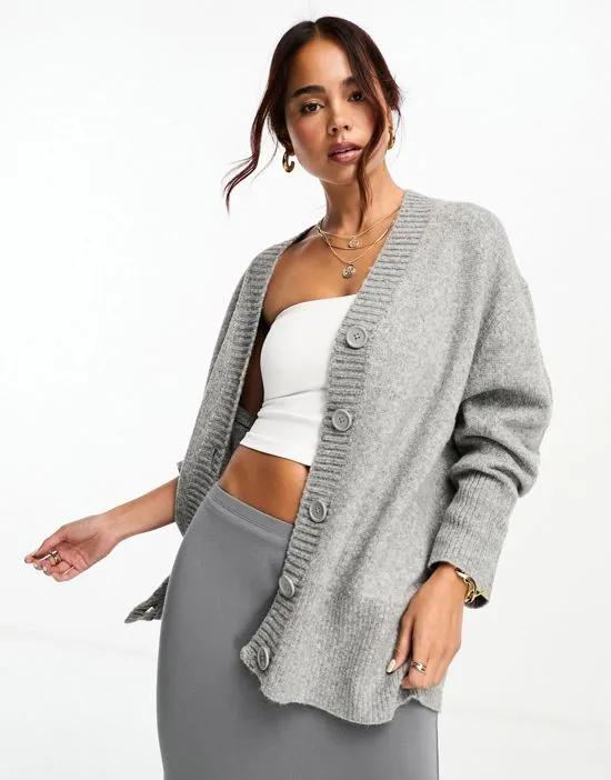 boyfriend cardigan with button front in gray