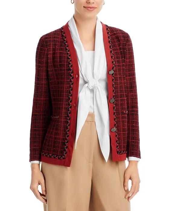 Braid Trim Tweed Knit Jacket