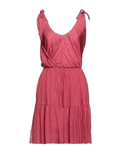 Brick red Chiffon Midi dress