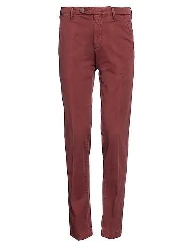 Brick red Cotton twill Casual pants