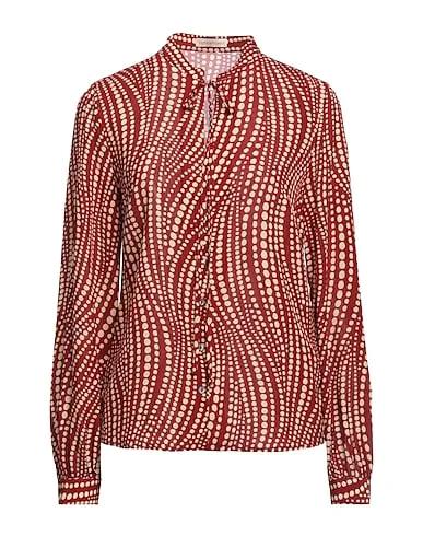 Brick red Crêpe Patterned shirts & blouses