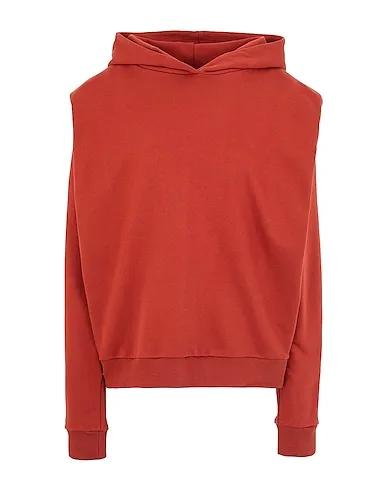 Brick red Hooded sweatshirt ORGANIC COTTON PADDED SHOULDER HOODIE
