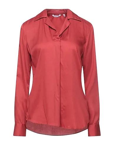 Brick red Jacquard Solid color shirts & blouses