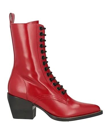 Brick red Leather Ankle boot