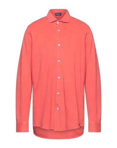 Brick red Piqué Solid color shirt