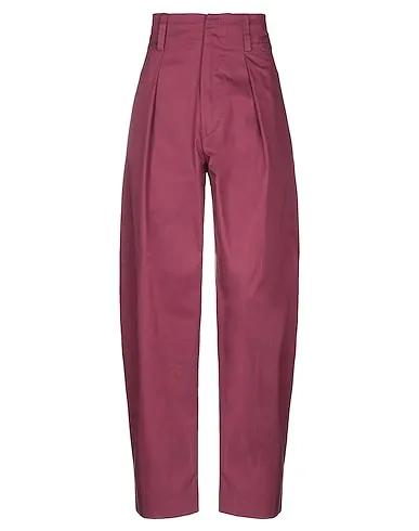 Brick red Plain weave Casual pants