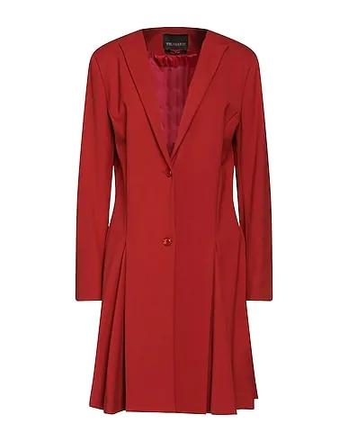 Brick red Plain weave Full-length jacket