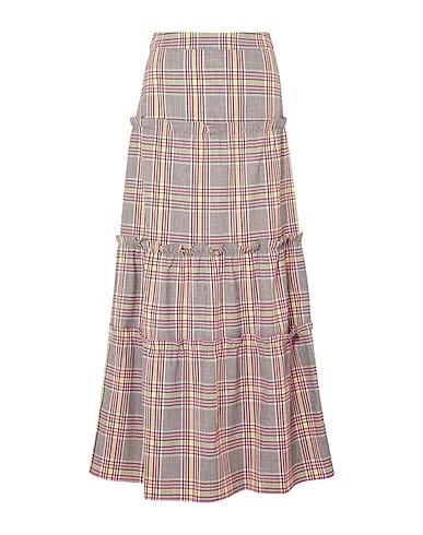 Brick red Plain weave Maxi Skirts