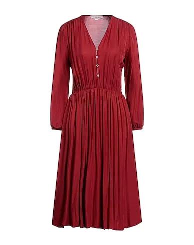Brick red Plain weave Midi dress