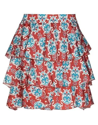 Brick red Plain weave Mini skirt