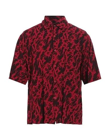 Brick red Plain weave Patterned shirt