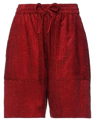 Brick red Velvet Shorts & Bermuda