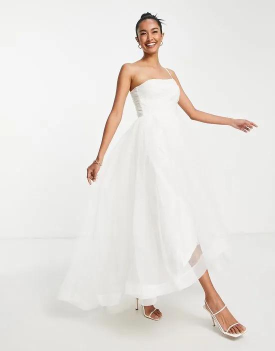 Bridal asymmetric bust maxi gown in ivory
