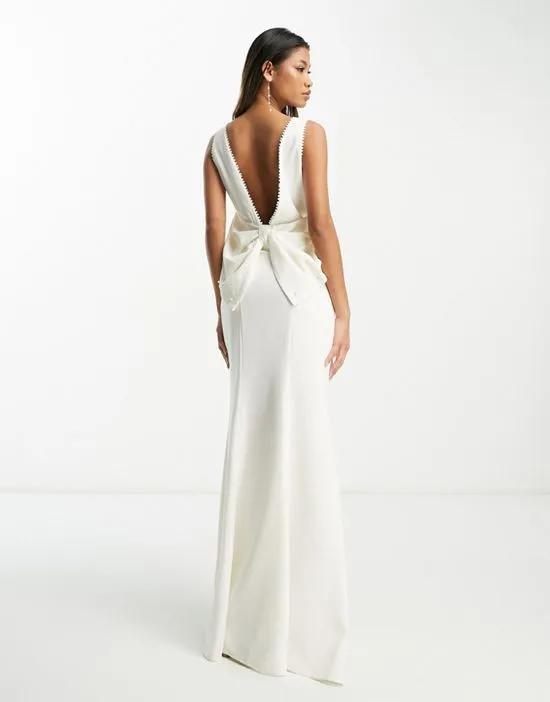Bridal bow back maxi dress in ivory