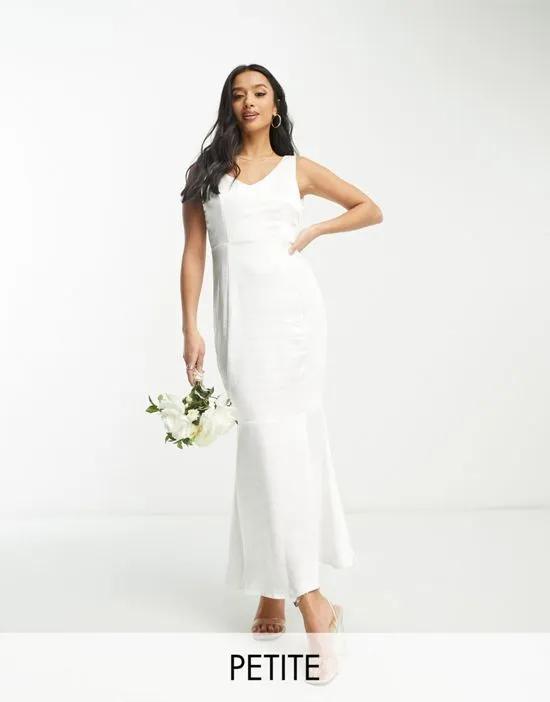 Bridal satin mermaid maxi dress in white