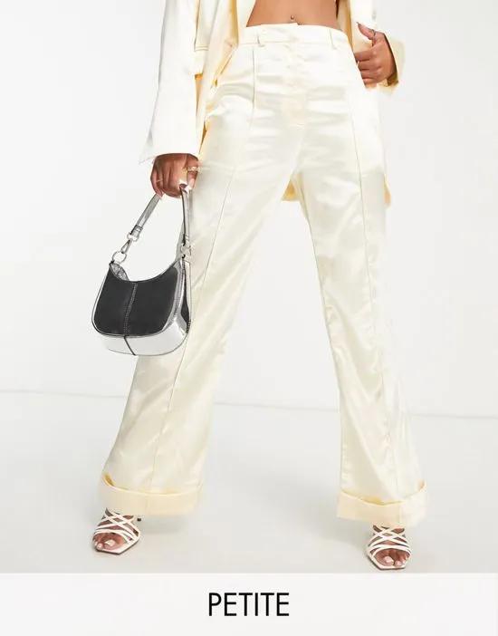 Bridal satin structured tailored pants in white - part of a set