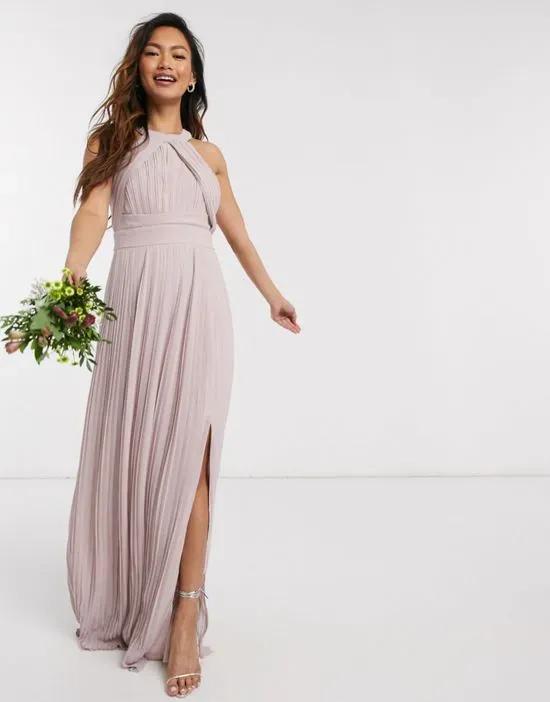 bridesmaid exclusive pleated maxi dress in pink