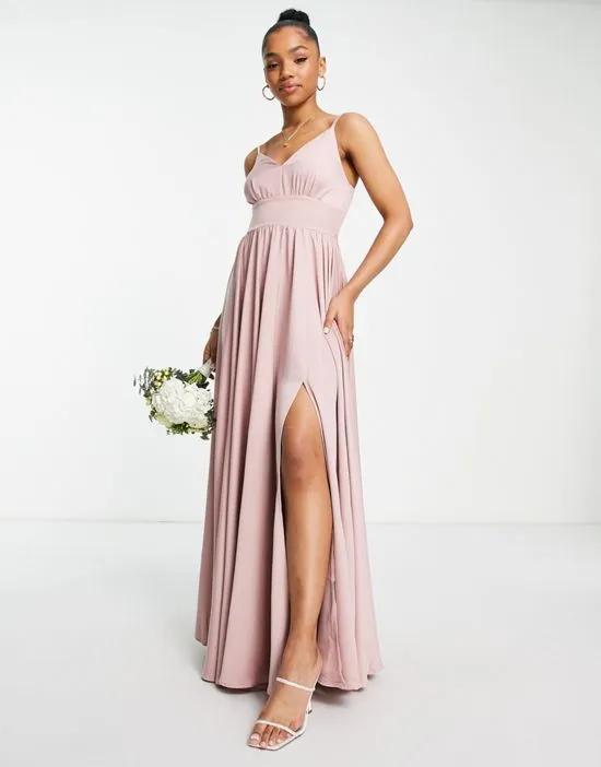 Bridesmaid pleated maxi dress in dusty rose