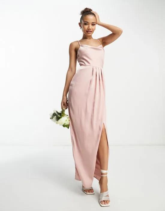Bridesmaid satin maxi dress in pink