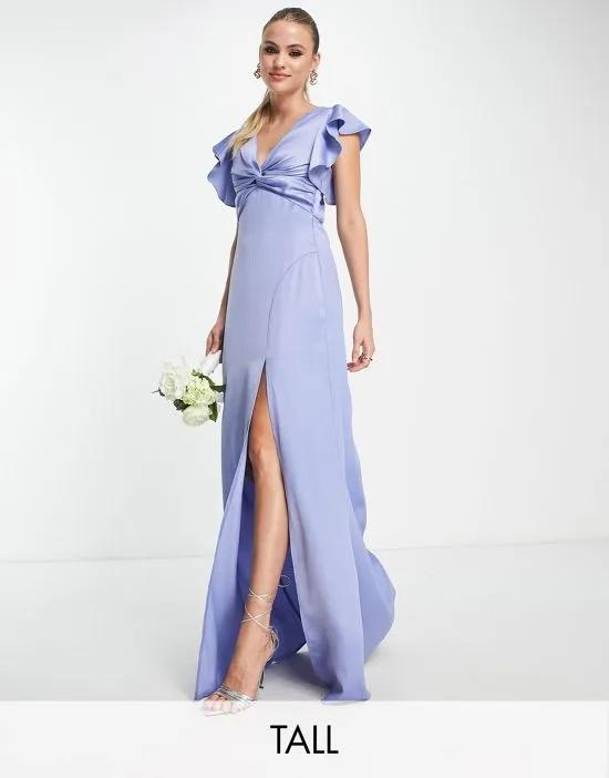 Bridesmaid twist front maxi dress in powder blue