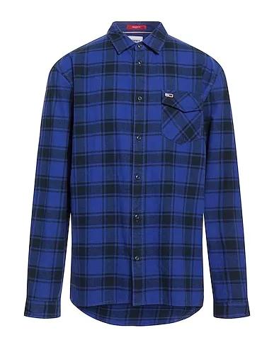 Bright blue Cotton twill Checked shirt