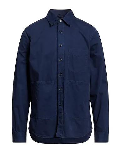 Bright blue Cotton twill Solid color shirt
