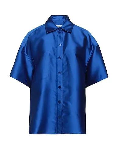 Bright blue Gabardine Solid color shirts & blouses