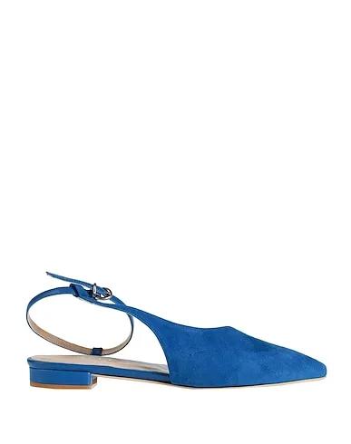 Bright blue Leather Ballet flats