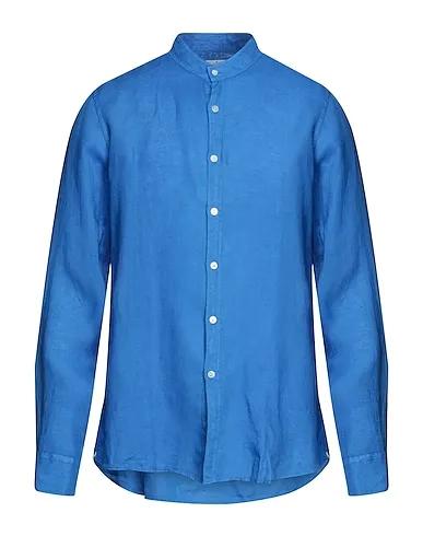 Bright blue Plain weave Linen shirt