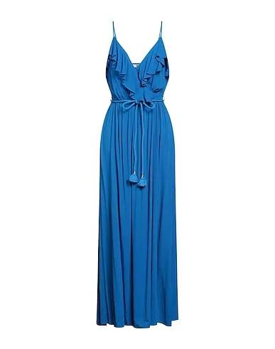 Bright blue Plain weave Long dress