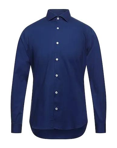 Bright blue Plain weave Solid color shirt