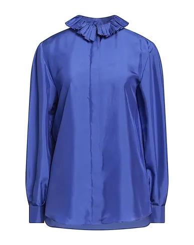 Bright blue Satin Silk shirts & blouses
