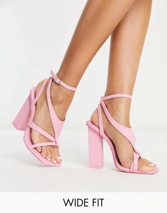 Bring It block heeled sandals in pink