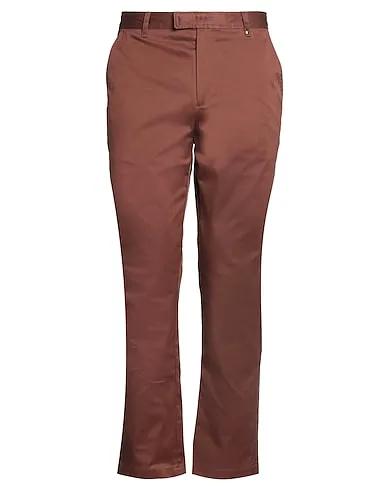 Brown Cotton twill Casual pants