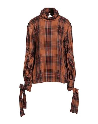 Brown Cotton twill Checked shirt