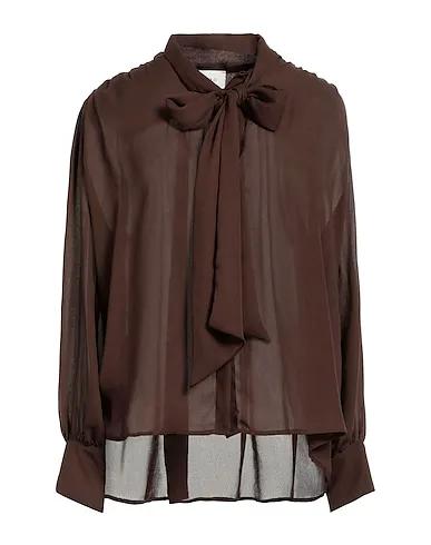 Brown Crêpe Shirts & blouses with bow