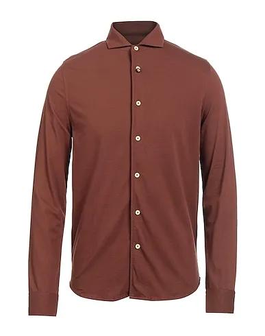 Brown Piqué Solid color shirt