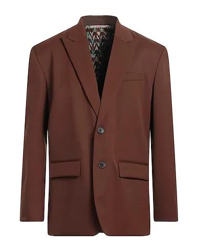 Brown Plain weave Blazer