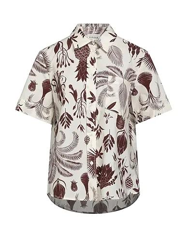Brown Plain weave Floral shirts & blouses