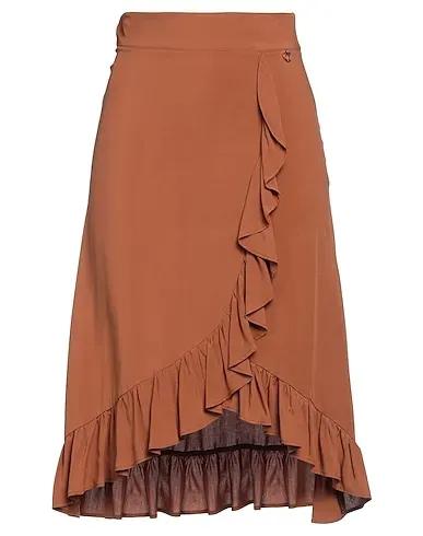 Brown Plain weave Midi skirt
