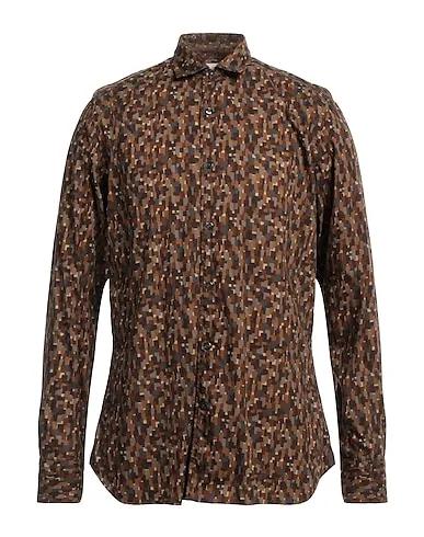 Brown Plain weave Patterned shirt