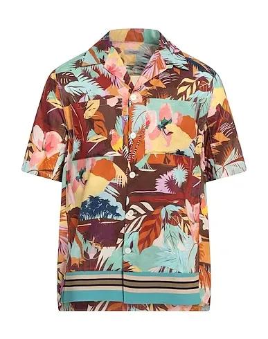 Brown Plain weave Patterned shirt