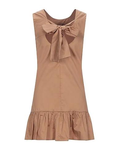 Brown Plain weave Short dress