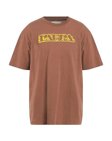 Brown Plain weave T-shirt