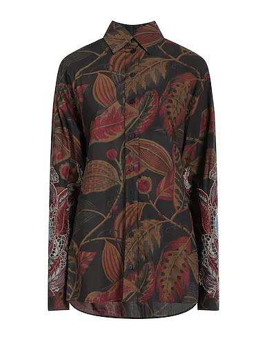 Brown Poplin Floral shirts & blouses