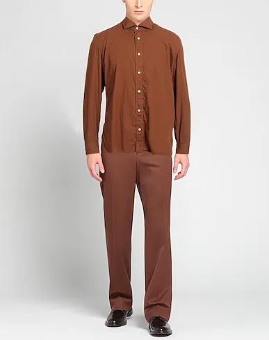 Brown Poplin Solid color shirt