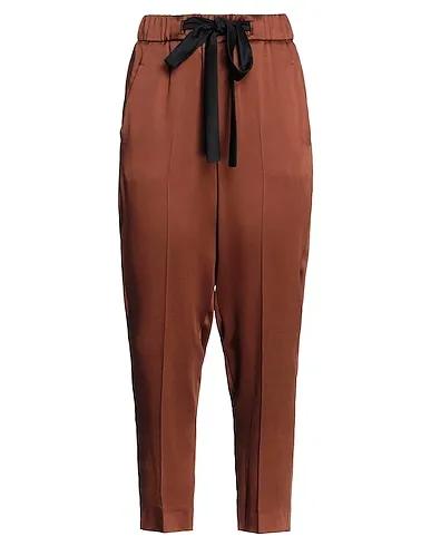 Brown Satin Cropped pants & culottes