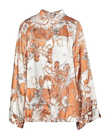 Brown Satin Floral shirts & blouses